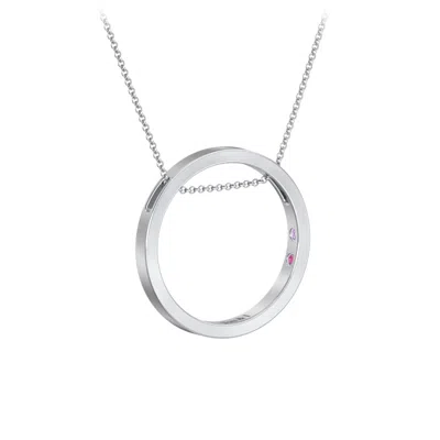 Jewlr Personalized Engravable Floating Circle Necklace With Hidden Gemstones In Silver