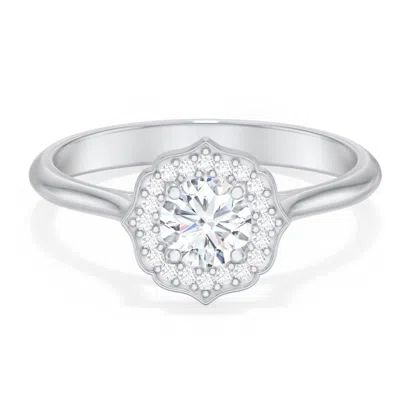 Jewlr Personalized Lotus Halo Diamond Engagement Ring In Gray