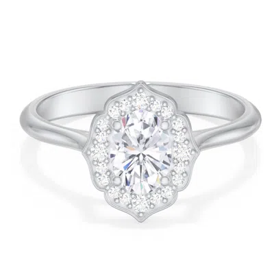 Jewlr Personalized Lotus Halo Diamond Engagement Ring In Gray