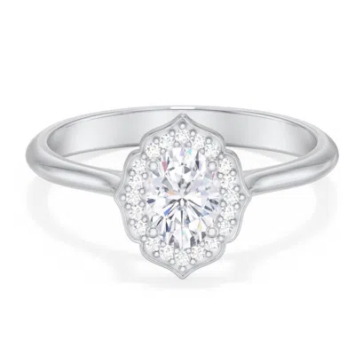 Jewlr Personalized Lotus Halo Diamond Engagement Ring In Gray