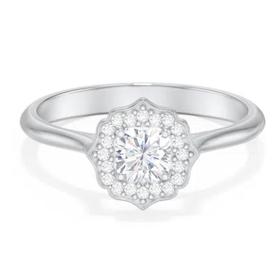 Jewlr Personalized Lotus Halo Diamond Engagement Ring In Gray