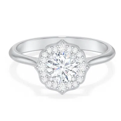 Jewlr Personalized Lotus Halo Diamond Engagement Ring In Silver