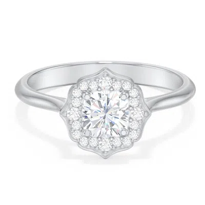 Jewlr Personalized Lotus Halo Diamond Engagement Ring In Silver