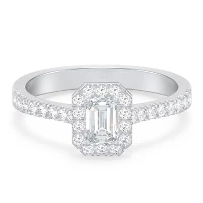 Jewlr Personalized Micro Pavé Halo Diamond Engagement Ring In Gray