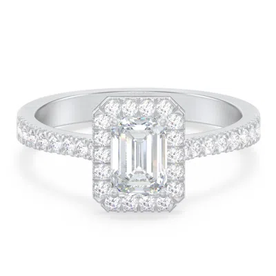 Jewlr Personalized Micro Pavé Halo Diamond Engagement Ring In Silver