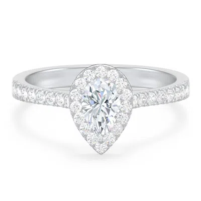 Jewlr Personalized Micro Pavé Halo Diamond Engagement Ring In Silver