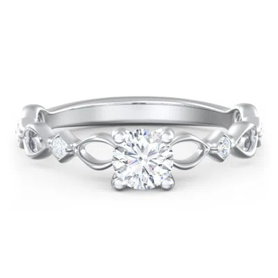 Jewlr Personalized Modern Diamond Twisted Band Ring With Accents In Metallic