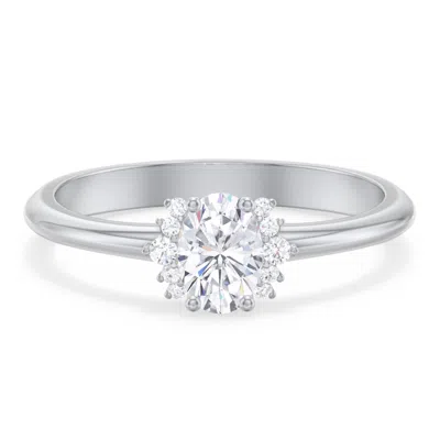 Jewlr Personalized Modern Oval Engagement Ring With Side Accents In Gray