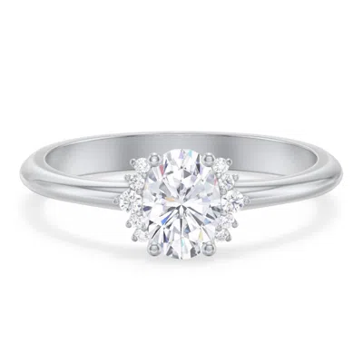Jewlr Personalized Modern Oval Engagement Ring With Side Accents In Silver