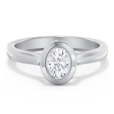 Jewlr Personalized Modern Solitaire Engagement Ring With Bezel Setting In Silver