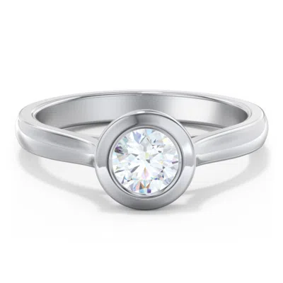 Jewlr Personalized Modern Solitaire Engagement Ring With Bezel Setting In Silver