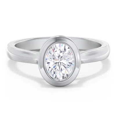 Jewlr Personalized Modern Solitaire Engagement Ring With Bezel Setting In Silver