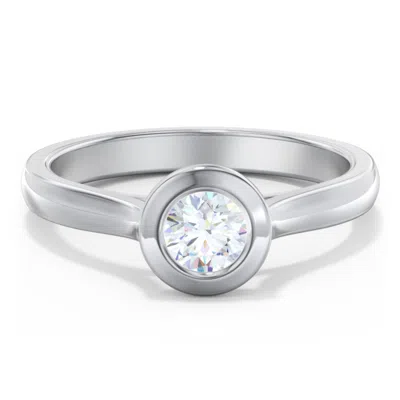 Jewlr Personalized Modern Solitaire Engagement Ring With Bezel Setting In Silver