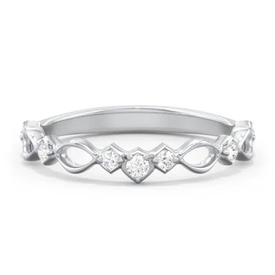 Jewlr Personalized Modern Twisted Band With Diamond Accents In Metallic