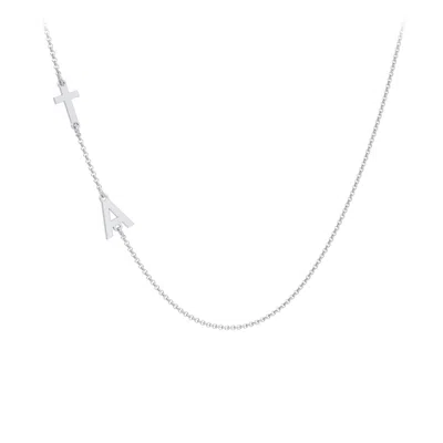 Jewlr Personalized Offset Cross And Initial Necklace In Purple