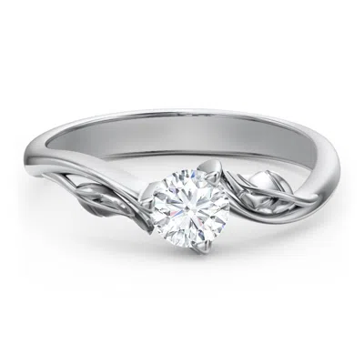 Jewlr Personalized Solitaire Leaf Engagement Ring In Metallic