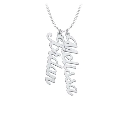 Jewlr Personalized Vertical 2 Names Necklace In Glamorous Font In Pink