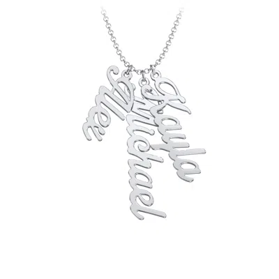 Jewlr Personalized Vertical 3 Names Necklace In Glamorous Font In Pink