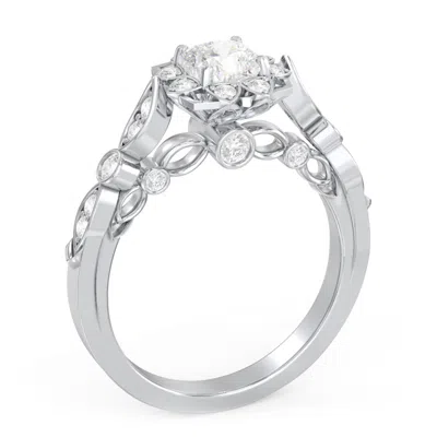 Jewlr Personalized Vintage Solitaire Diamond Engagement Ring With Accents And Floral Setting - "the Audrey In White
