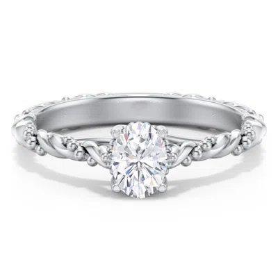 Jewlr Personalized Vintage Solitaire Engagement Ring With Beaded Twisted Rope Band In Silver