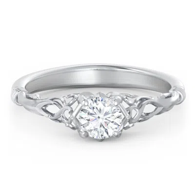 Jewlr Personalized Vintage Solitaire Engagement Ring With Filigree And Infinity Designs In White
