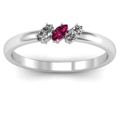 Jewlr Petit Marquise Trio Birthstone Ring In Silver
