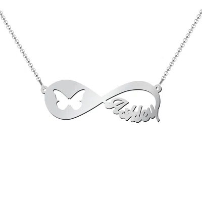 Jewlr Pretty Wings Infinity Name Necklace In Metallic