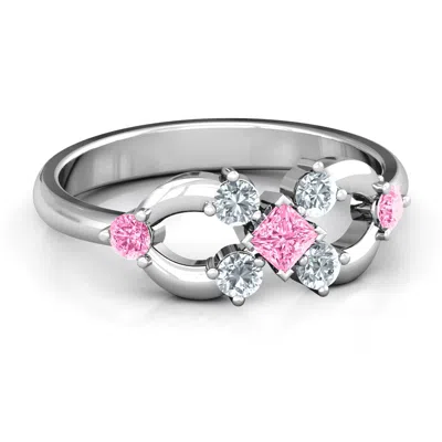 Jewlr Princess Center Infinity Birthstone Ring In Silver