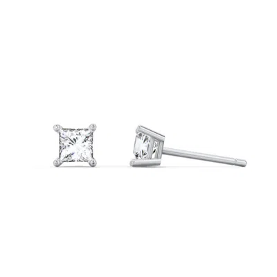 Jewlr Princess Cut Birthstone Stud Earrings In Silver