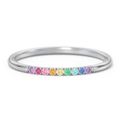 Jewlr Rainbow Stackable Ring With Pavé Setting In Silver
