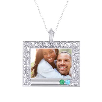 Jewlr Rectangular Engravable Filligree Photo Frame Necklace In Multi