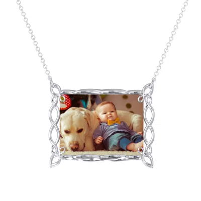 Jewlr Rectangular Infinity Photo Frame Necklace In Gray