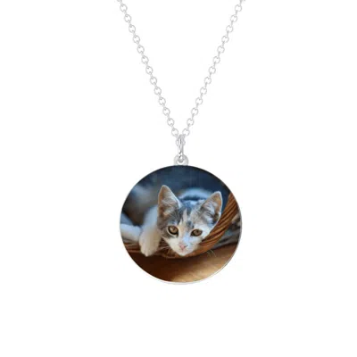 Jewlr Round Frameless Photo Necklace In Metallic