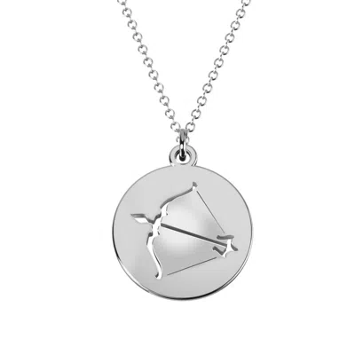 Jewlr Sagittarius Zodiac Sign Cutout Disc Necklace In Silver