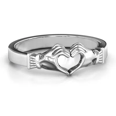Jewlr Sculpted Hand Heart Daughters Ring In Silver