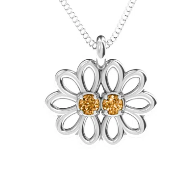 Jewlr Sister's Flower Daughters Pendant In Orange