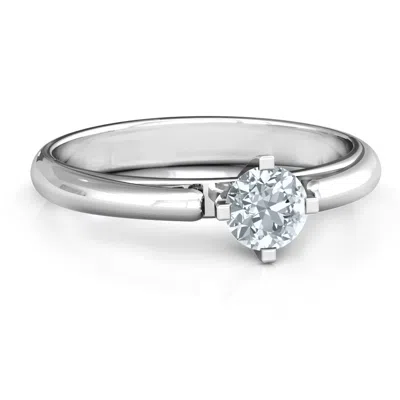 Jewlr Ski Tip Solitaire Round Birthstone Ring In Silver