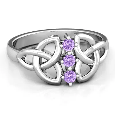 Jewlr Sláine Celtic Knot Birthstone Ring In Silver