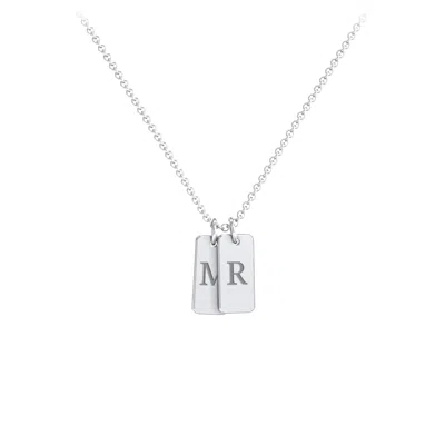 Jewlr Small Initial 2 Tag Necklace In Purple