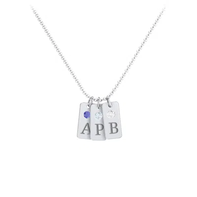 Jewlr Small Initial 3 Tag Necklace With Birthstone In Red