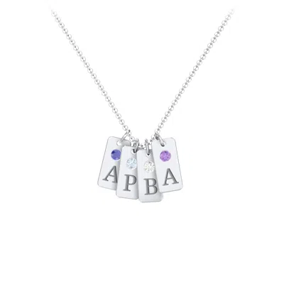 Jewlr Small Initial 4 Tag Necklace With Birthstone In Green