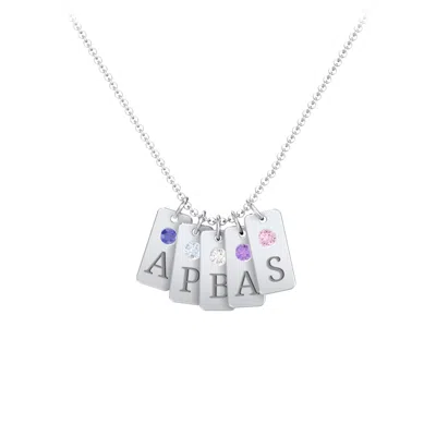 Jewlr Small Initial 5 Tag Necklace With Birthstone In Purple