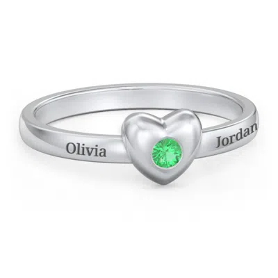 Jewlr Solid Heart With Gemstone Daughters Ring In Silver