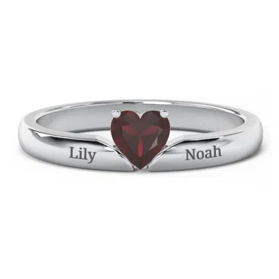 Jewlr Solitaire Heart Gemstone Ring With Engravable Band In Pattern