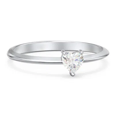 Jewlr Solitaire Heart Gemstone Ring With Tapered Knife Edge Band In Silver