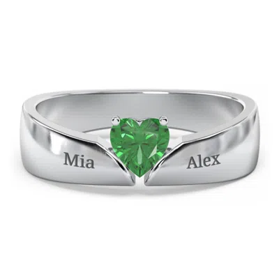 Jewlr Solitaire Heart Gemstone Ring With Tapered Wide Band In Orange