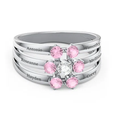 Jewlr Spidra' Round Centre Birthstone Ring In Silver