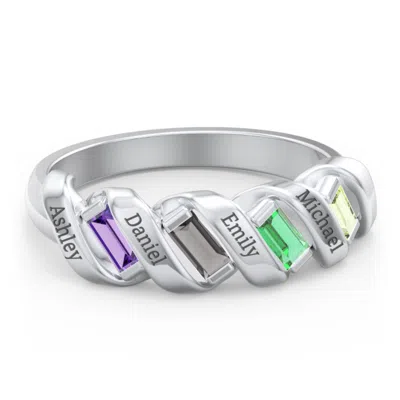 Jewlr Spiral Baguette Birthstone Ring In Silver