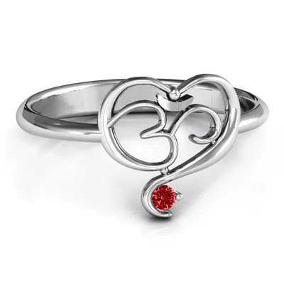 Jewlr Spiritual Heart Om Ring In Metallic