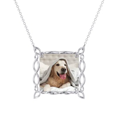 Jewlr Square Infinity Photo Frame Necklace In White